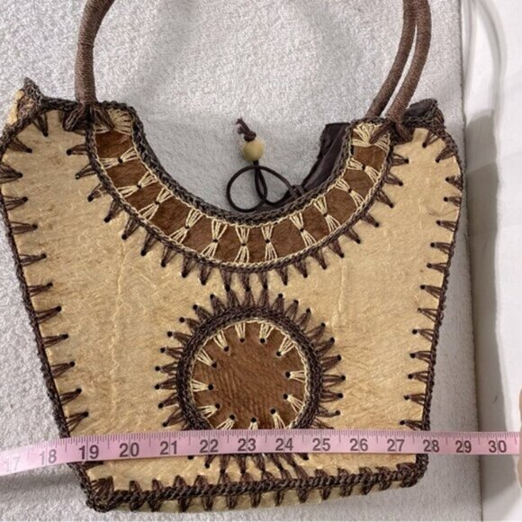Vintage Handcrafted Brown & Cream Purse Shoulder Bag Handbag - Picture 4 of 13